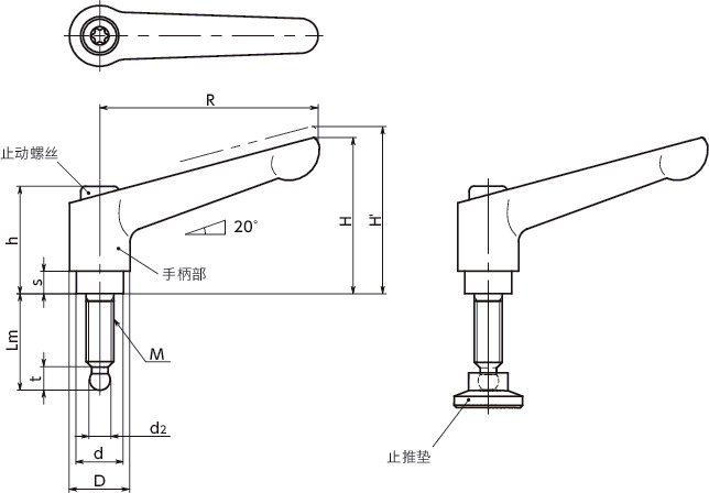 LDM-SGB夹紧手柄(球头)寸法図