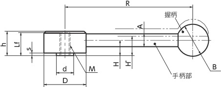 LFF扁平张紧手柄(内螺纹)寸法図