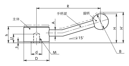 LNFFS-E扁平张紧手柄(内螺纹)寸法図
