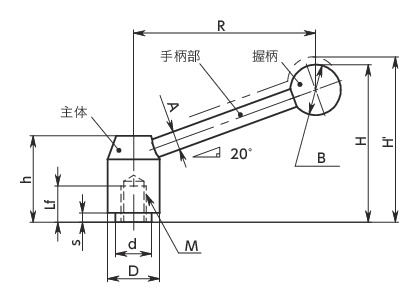 LNTF-E张紧手柄（内螺纹）寸法図