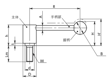 LNTM-D张紧手柄(外螺纹)寸法図