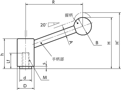 LTF张紧手柄(内螺纹)寸法図