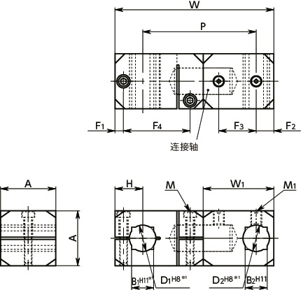 FCFS自由交叉型夹块寸法図