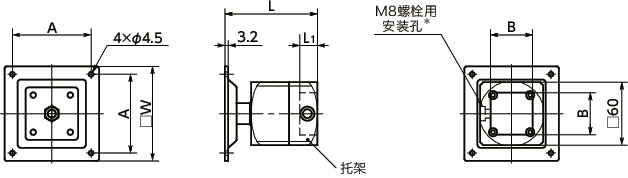 DFT-AA显示面板固定零件 - 360°旋转型 - 弹簧保持寸法図