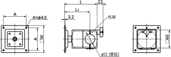DFT-PB显示面板固定零件 - 360°旋转型 - 弹簧保持寸法図