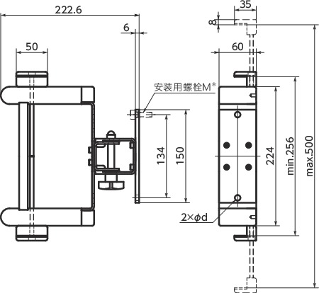 DKBR-AF键盘固定零件 - 单轴型寸法図