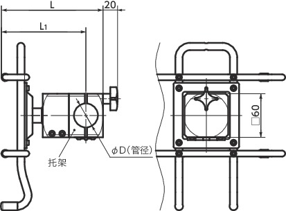 DTK-PB平板电脑固定零件 - 360°旋转型 - 螺栓保持寸法図