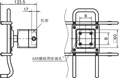 DTT-AA平板电脑固定零件 - 360°旋转型 - 弹簧保持寸法図