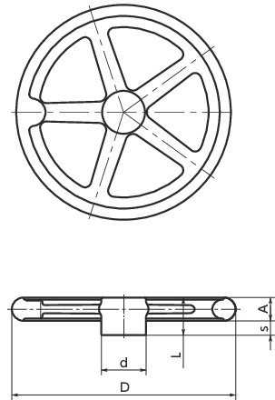 F-N扁平手轮寸法図