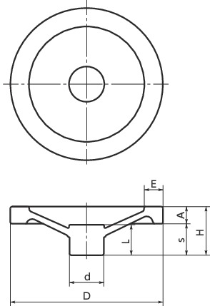 HDA-N铝合金盘式手轮寸法図
