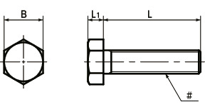 SPE-H(INCH)树脂螺丝（PEEK / 六角螺栓 / 英制螺纹）寸法図