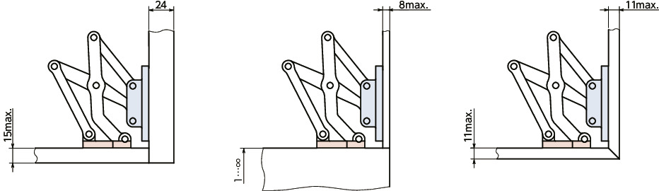 HNMHA铝制大型滑动铰链 - 180°开度