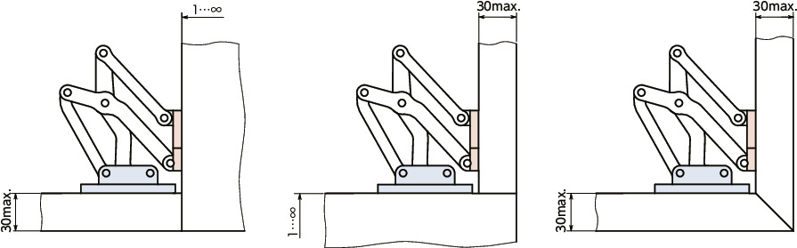 HNMVA铝制大型滑动铰链 - 90°开度
