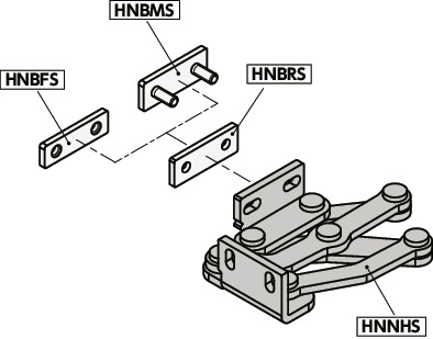 HNNHS不锈钢制大型滑动铰链 - 180°开度