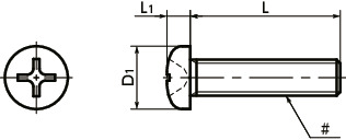 SPA-P(INCH)树脂螺丝（RENY / 十字槽盘头小螺钉 / 英制螺纹）寸法図
