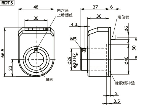 RDTS数字定位指示器 - 不锈钢轴套寸法図