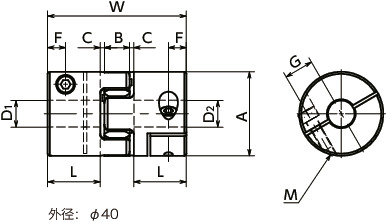 MJC-CS-WH挠性联轴器 - 梅花型 - 夹紧型寸法図