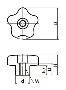 KAH-K铝合金握把旋钮寸法図