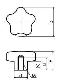 KAH-M铝合金握把旋钮寸法図