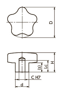 KAH-R-MT铝合金握把旋钮寸法図