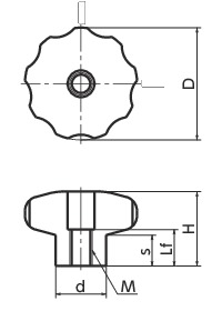 KEHS-K不锈钢握把旋钮寸法図