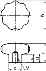 KEHS-M-A4不锈钢握把旋钮寸法図