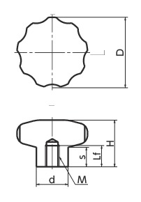 KEHS-M不锈钢握把旋钮寸法図
