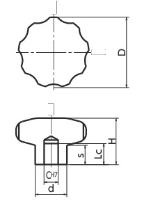 KEHS-R-A4不锈钢握把旋钮寸法図