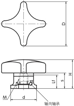 KJB十字形强力旋钮寸法図