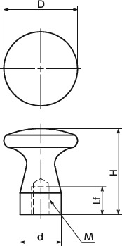 KMPF金属旋钮（内螺纹）寸法図