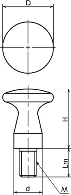 KMPMS金属旋钮（外螺纹）寸法図