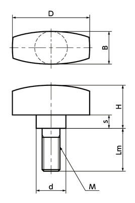 KNWMS-A4翼形不锈钢旋钮寸法図