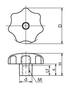 KSFA-K-MT七角形旋钮（内螺纹）寸法図
