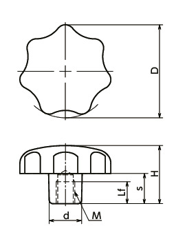 KSFS-PF七角形旋钮 寸法図
