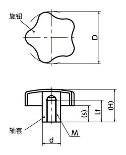 KSH-M不锈钢握把旋钮寸法図