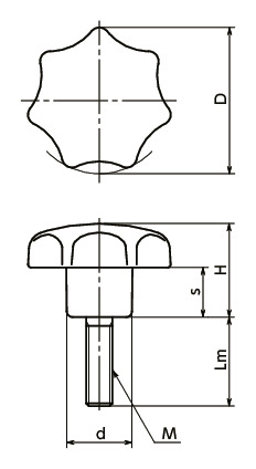 KSM七角形旋钮寸法図