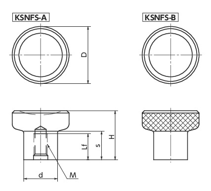 KSNFS小型金属旋钮寸法図