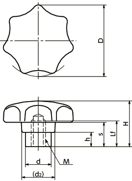 KTFS七角形旋钮寸法図