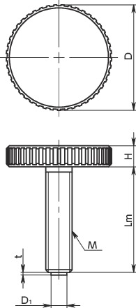 KUPMS滚花旋钮-带垫寸法図