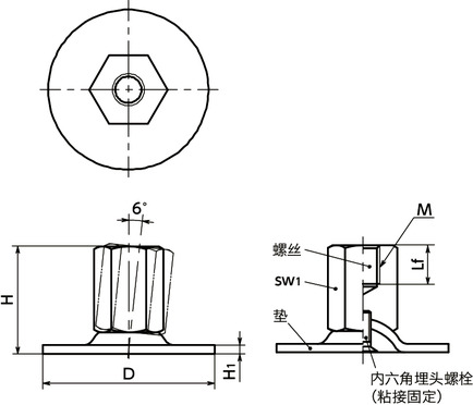 FUF-A0-X调平调节器（内螺纹）寸法図