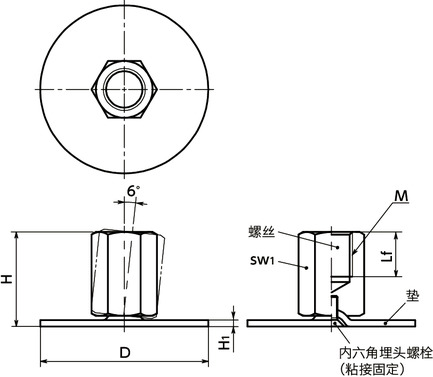 FUFS-D0-X调平调节器（内螺纹）寸法図