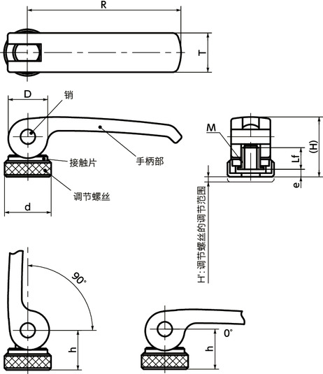 LWAFS凸轮手柄(内螺纹) - 调节型寸法図