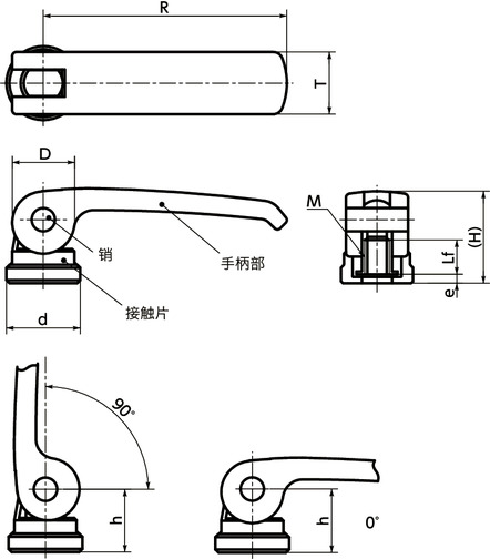 LWBFS凸轮手柄（内螺纹） - 固定型寸法図