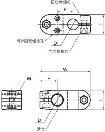 GN131.1滑块 - 交叉寸法図