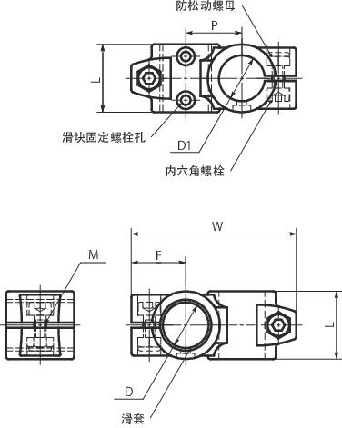 GN132.1滑块 - 交叉寸法図