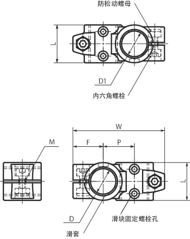 GN132.2滑块 - 交叉寸法図