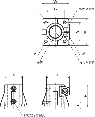 GN163.1滑块 - 法兰寸法図