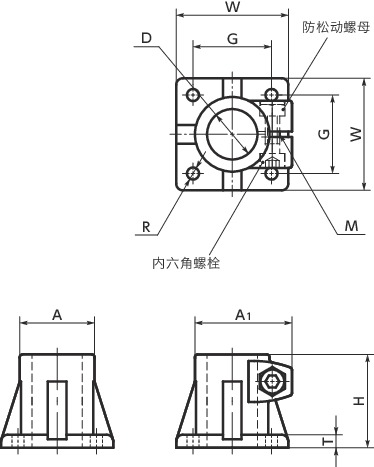 GN163管接头 - 底座寸法図