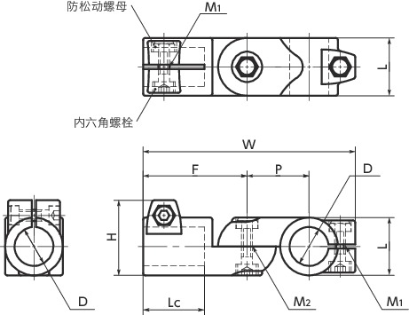 GN288管接头 - 自由寸法図