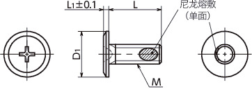 SEC-TBZ-ALK十字槽超极短头螺栓（带尼龙熔敷）寸法図